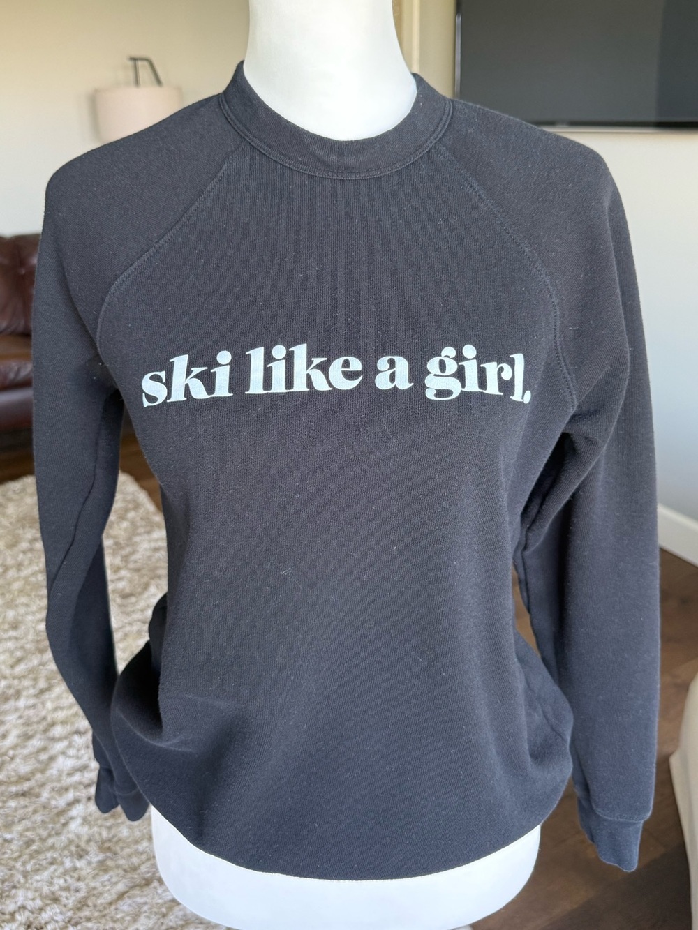 Ski Like a Girl Black Crewneck Sweatshirt - Size Small